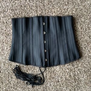Black Pinstripe Waist Corset